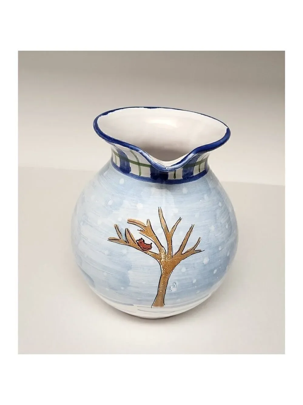 Mesa International Snowman Carafe Pitcher Ceramic Stoneware Signed Hungary